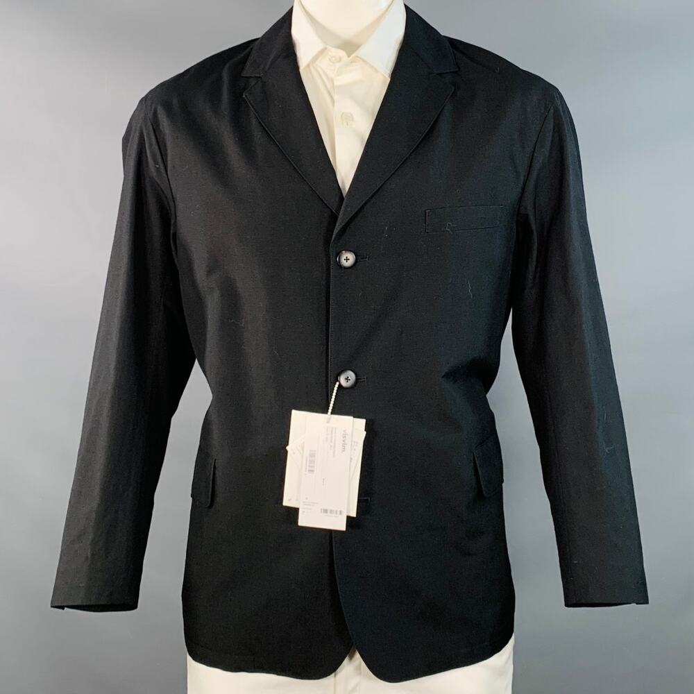 VISVIM Size L Yardbird Black Wool Linen Notch Lapel Sport Coat